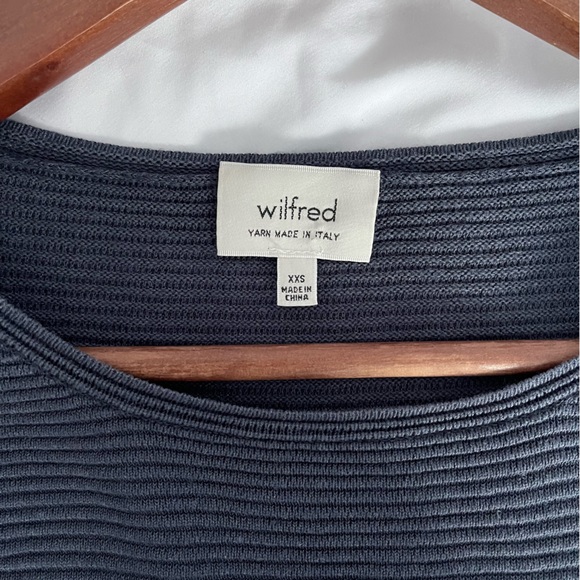 ARITZIA Wilfred Blanchard Sweater Dark Blue Crew Neck Linen Blend - Picture 5 of 7